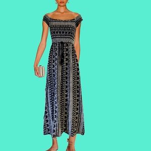 Boho Sundress🌺 Black+White Motif 🌺Size Small🌺